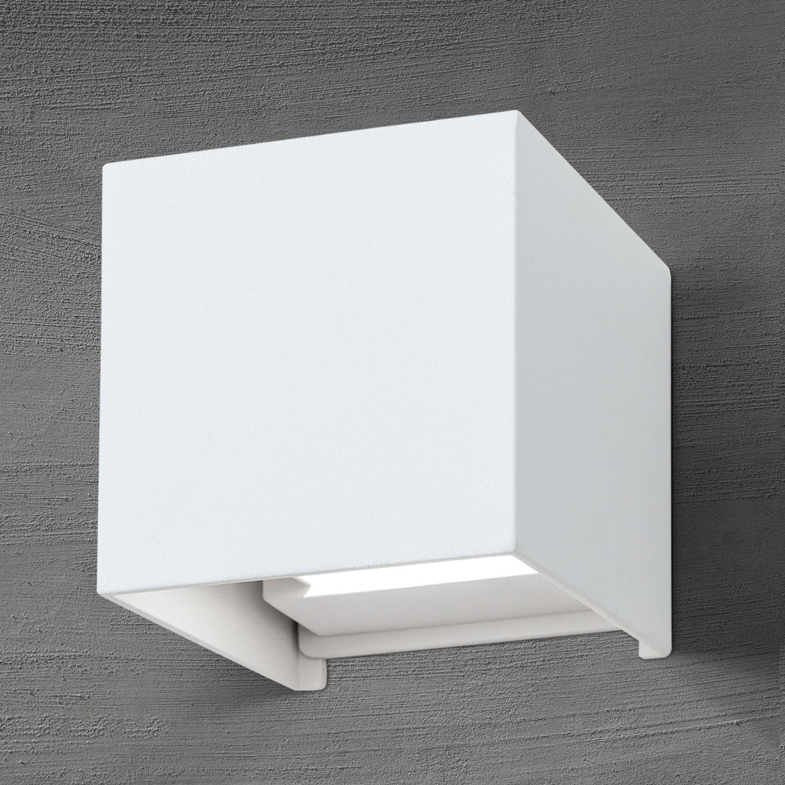 LED utevegglampe Cube hvit opp og ned 10 cm IP54 forfra