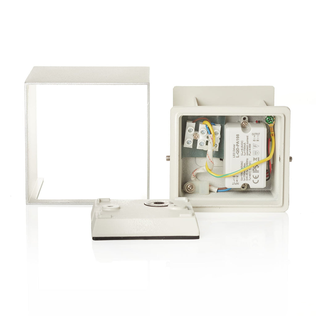 LED utevegglampe Cube opp og ned aluminium 10 cm IP54 - ORION med matt aluminiumsoverflate