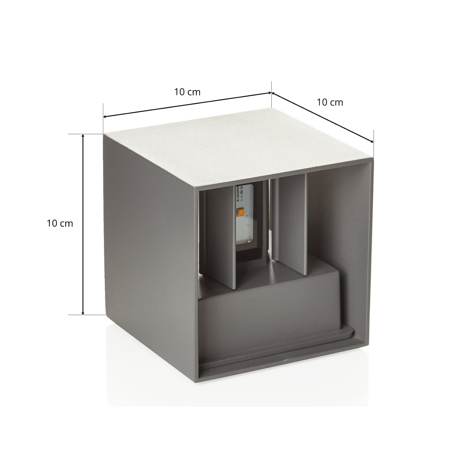 LED utevegglampe Cube opp/ned antrasitt 10 cm IP54 lysdetalj
