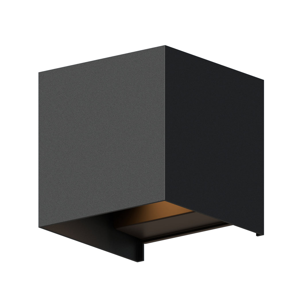 LED utevegglampe Cube opp og ned svart 10 cm IP54 forfra