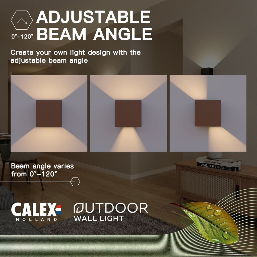 LED utevegglampe Cube opp/ned rustfarget 10 cm IP54 lys nedover