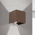 LED utevegglampe Cube-S med bevegelsessensor rustfarget IP54 forfra