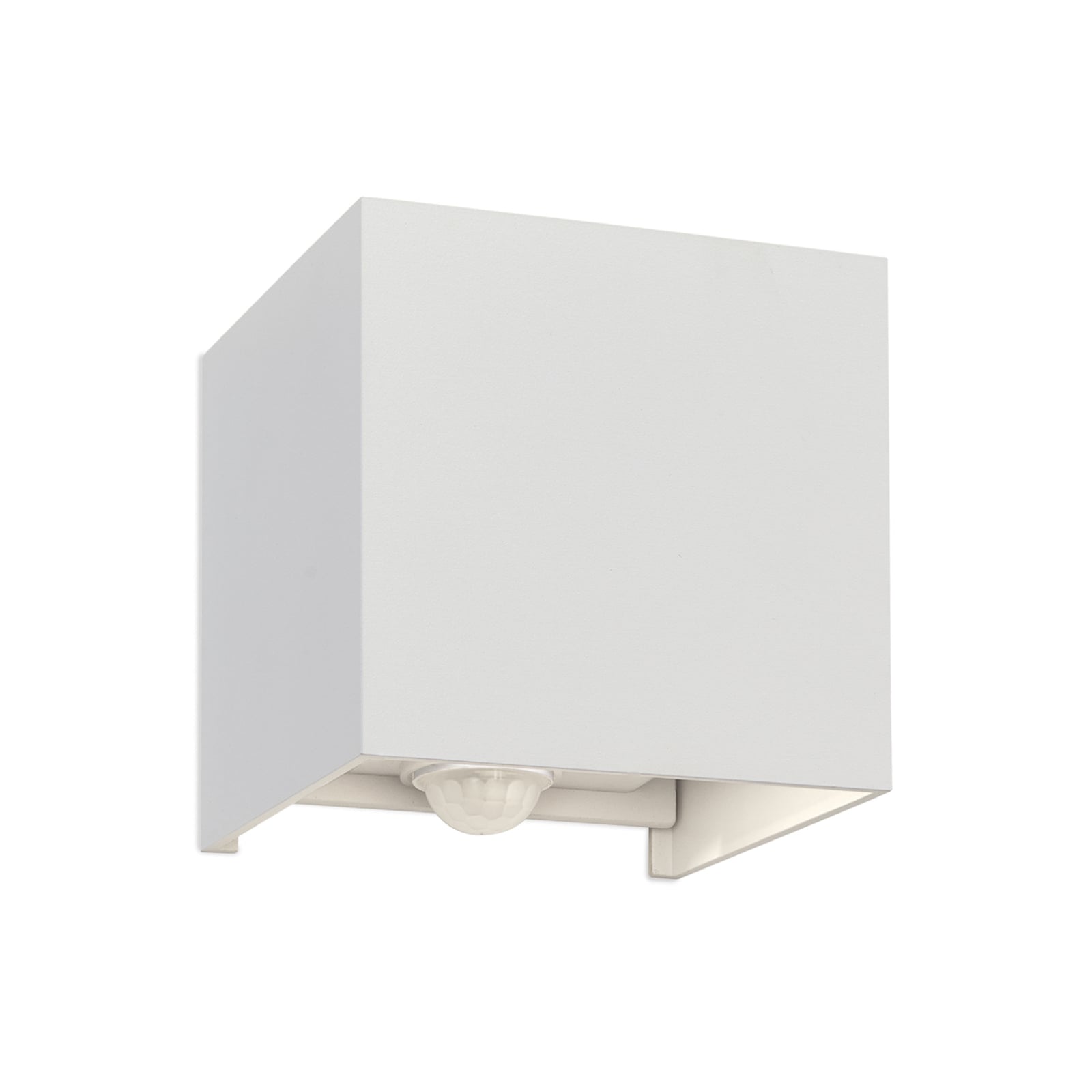 Montert LED utevegglampe Cube-S opp/ned med bevegelsessensor hvit IP54 på vegg