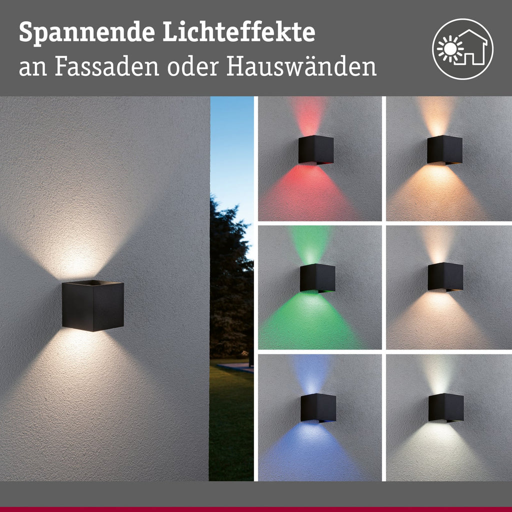 LED utevegglampe Cybo antrasitt RGBW Zigbee IP44 Paulmann merke