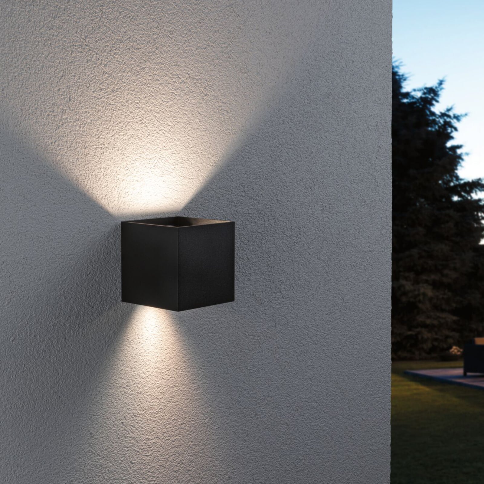 LED utevegglampe Cybo antrasitt RGBW Zigbee IP44 bakside