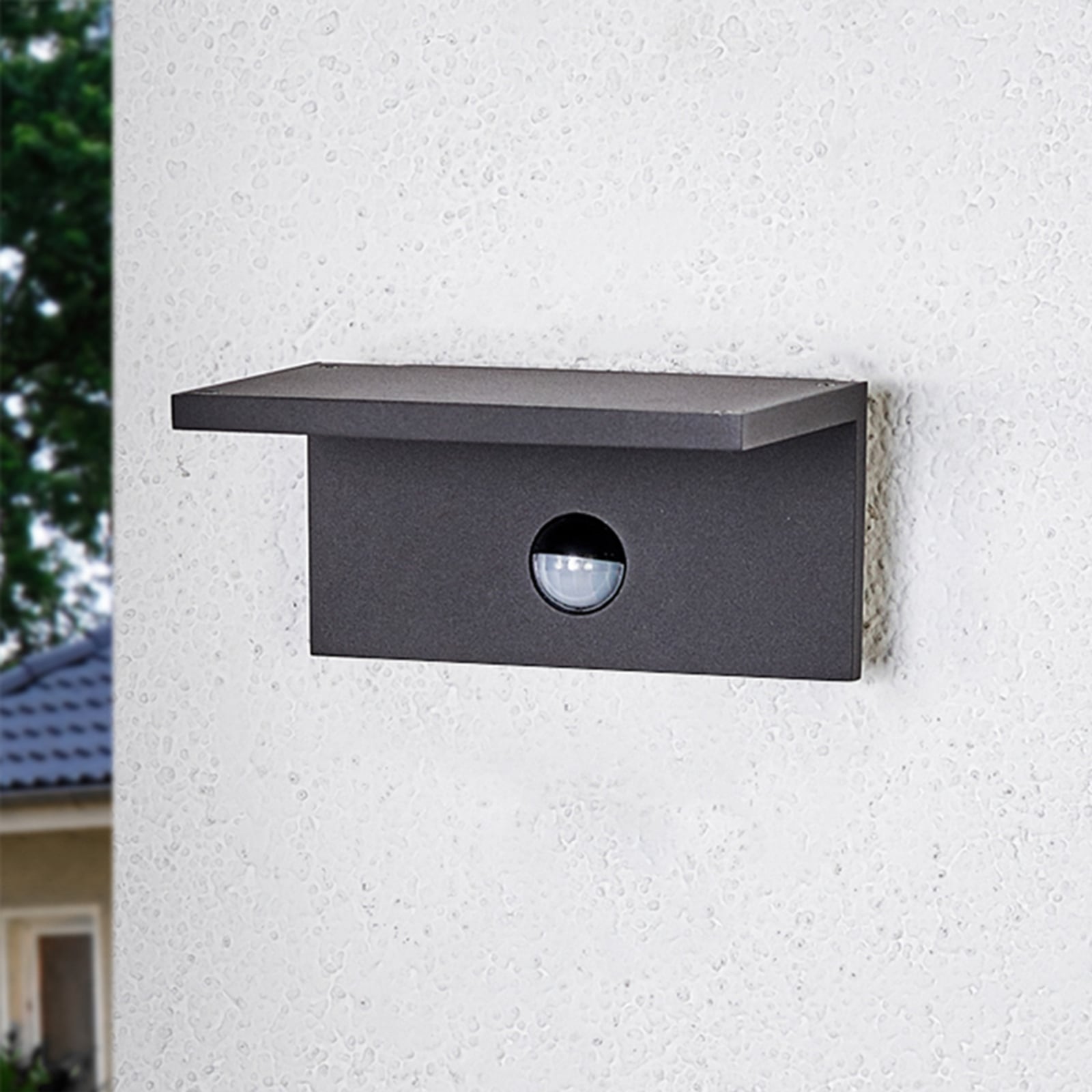 LED utevegglampe Darina med bevegelsessensor grafitt forfra