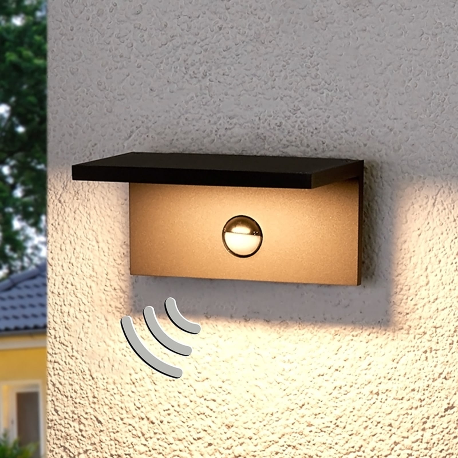 LED utevegglampe Darina med bevegelsessensor grafitt bakside