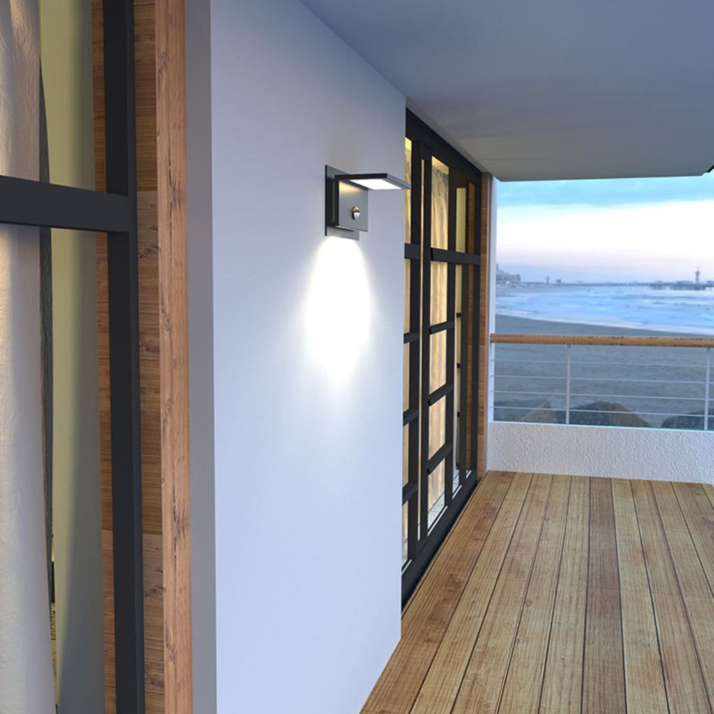 LED utevegglampe Darina med bevegelsessensor grafitt IP54 - Lucande