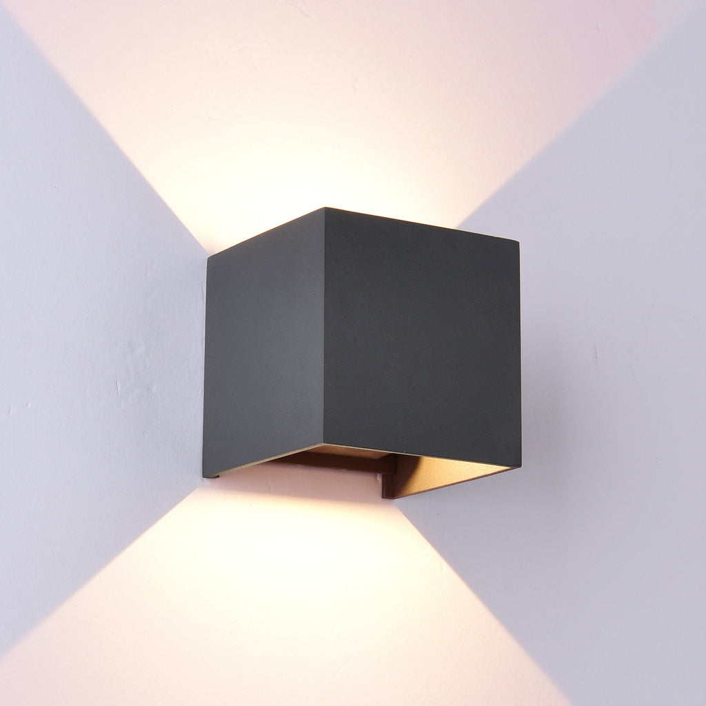 LED utevegglampe Davos dimbar opp og ned antrasitt IP54 montert p e5 vegg