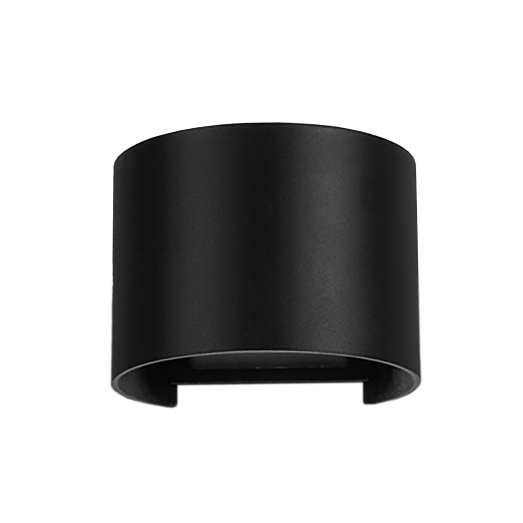LED utevegglampe Davos rund dimbar svart aluminium IP54 forfra