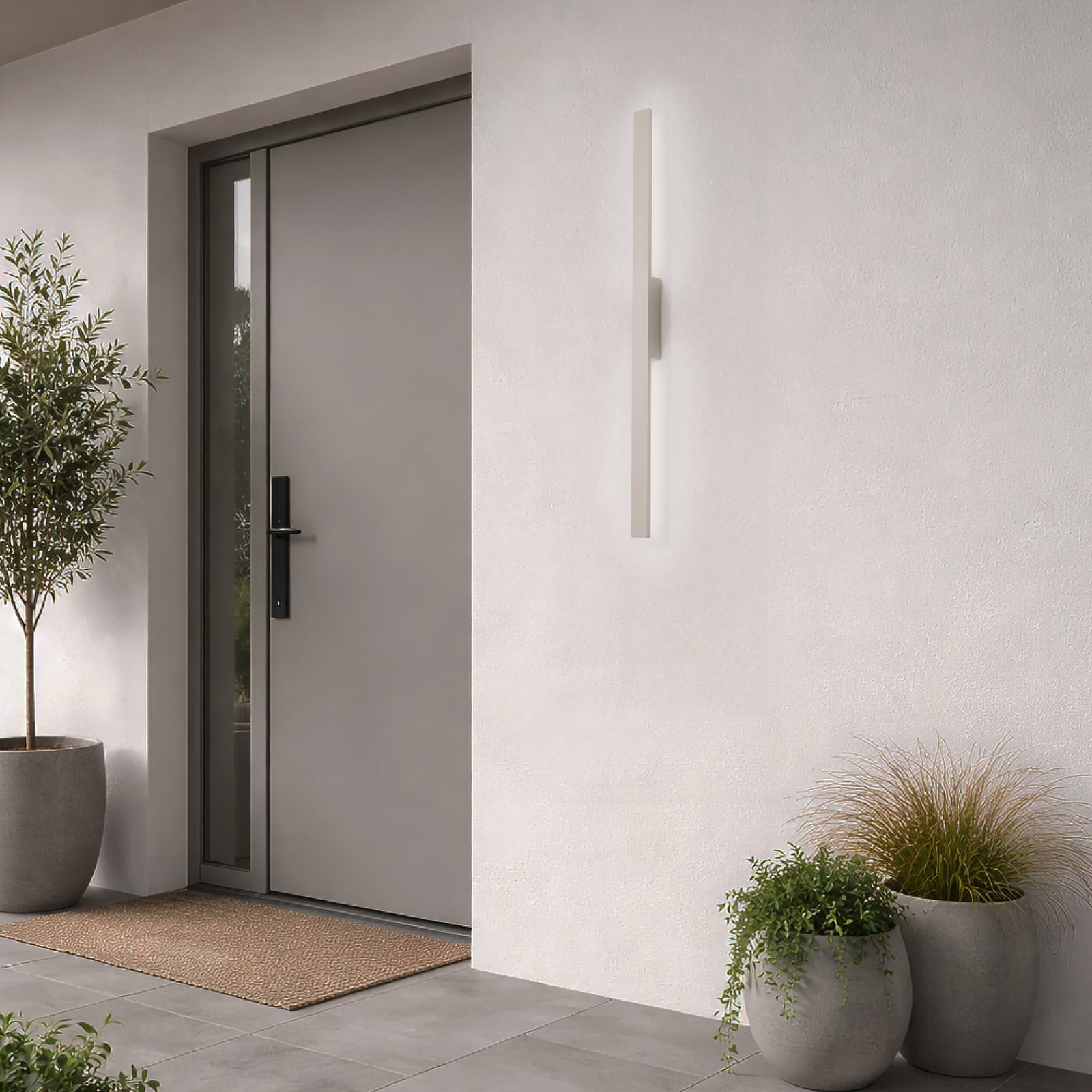 LED utevegglampe Demi M sand aluminium H100 cm IP54 bakside