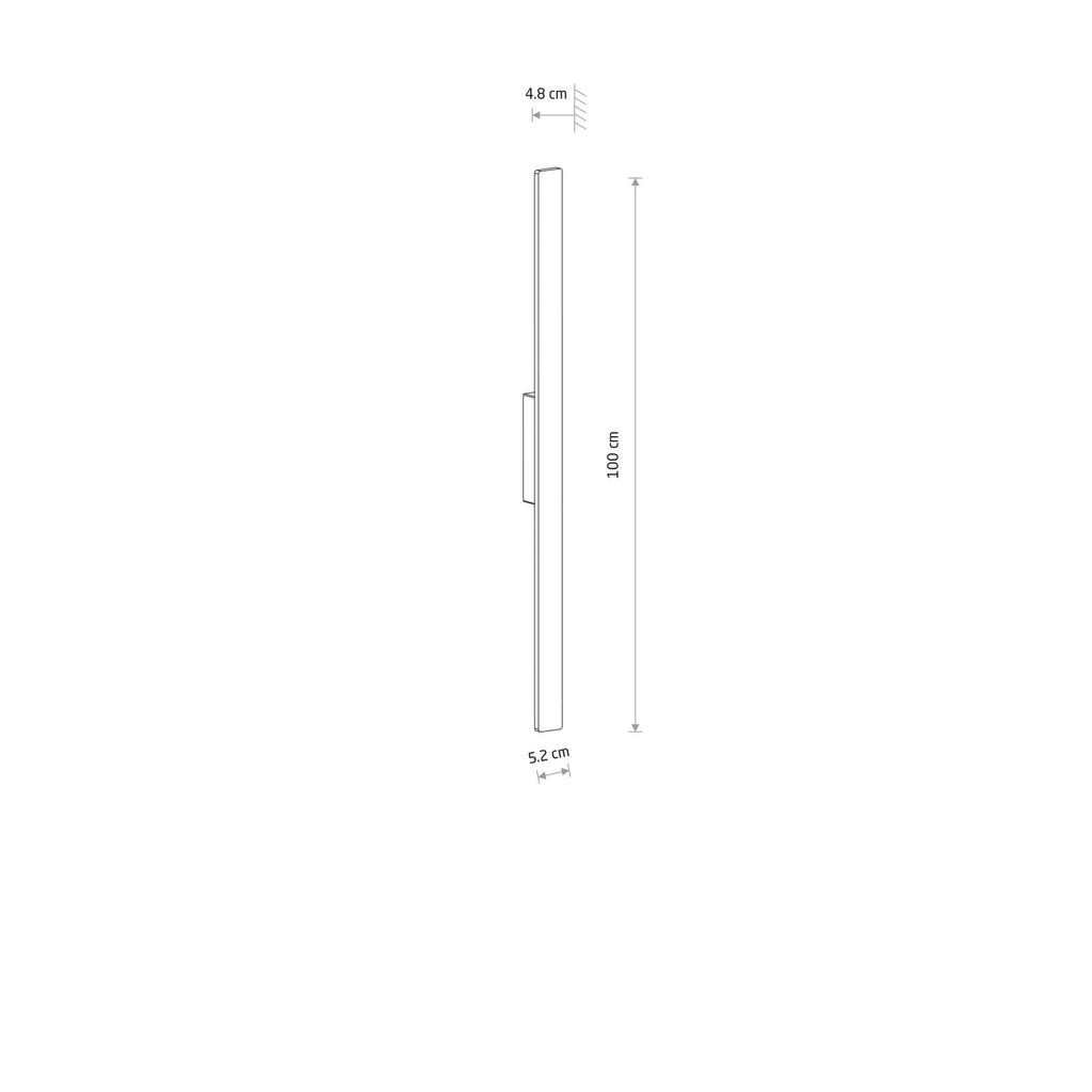 LED utevegglampe Demi M teglrød aluminium sideprofil