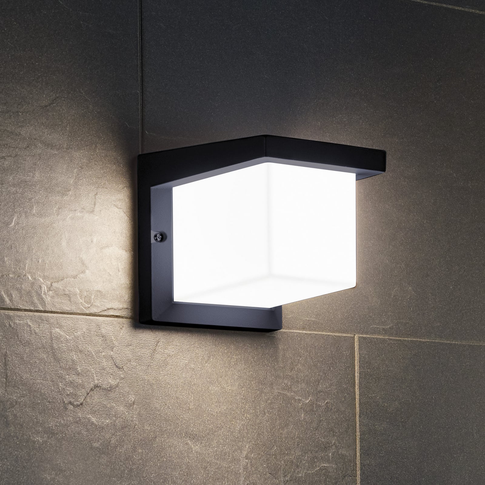 LED utevegglampe Desella terningformet antrasitt IP44 10W forfra