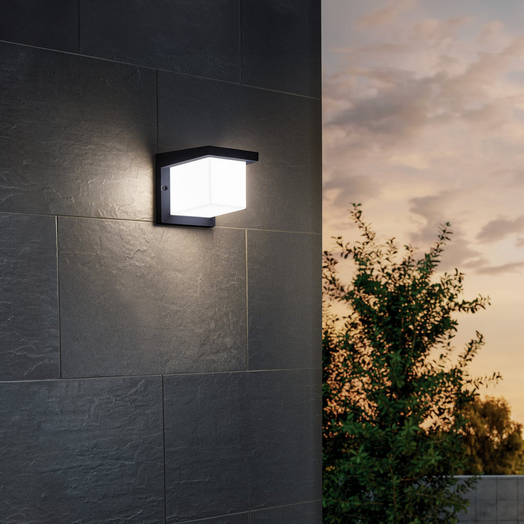 LED utevegglampe Desella terningformet antrasitt IP44 10W bakside