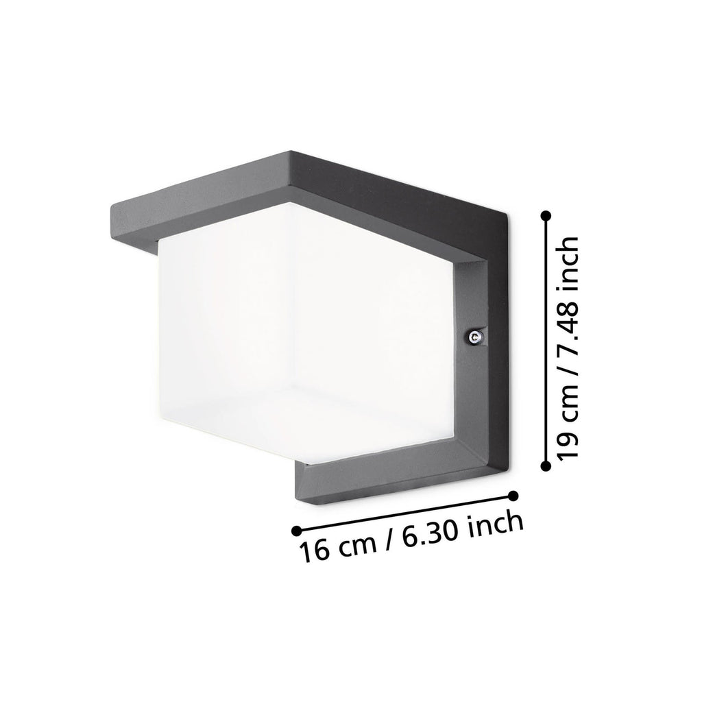 Detaljbilde av LED utevegglampe Desella terningformet antrasitt IP44 10W