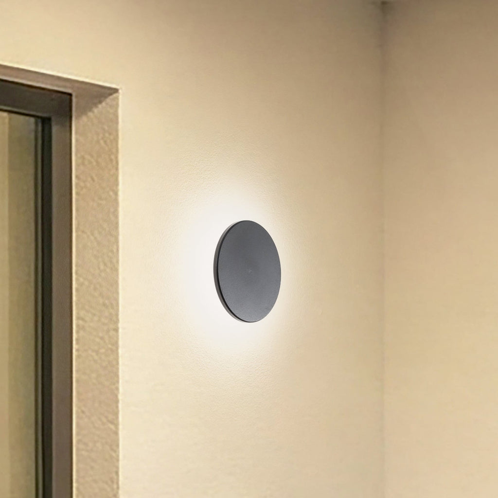 LED utevegglampe Disk svart Ø18 cm IP65 Milagro Lighting forfra