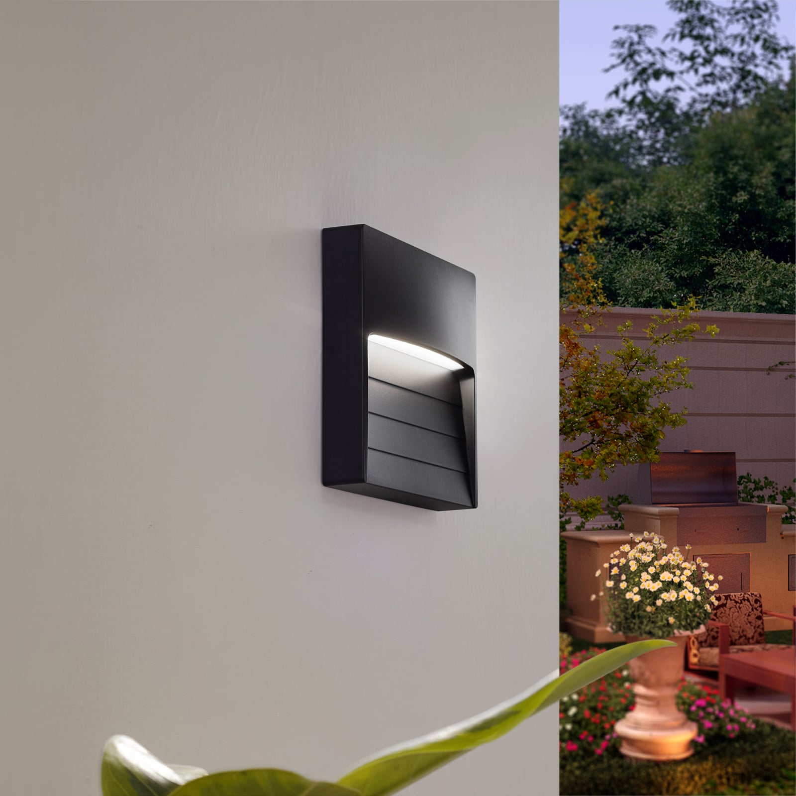 LED utevegglampe Elissa svart CCT IP65 20 cm bakside