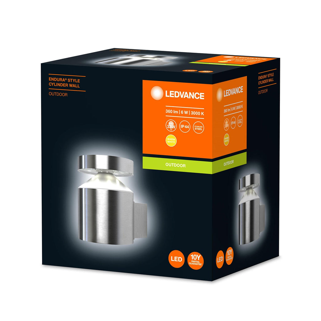 Nærbilde av LED utevegglampe Endura Style Cylinder rustfritt stål
