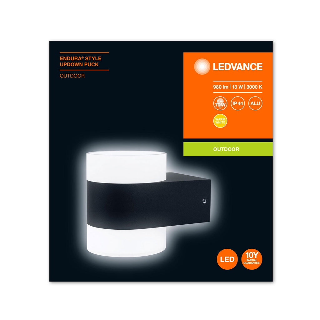 Sidebilde av LED utevegglampe Endura Style UpDown Puck IP44