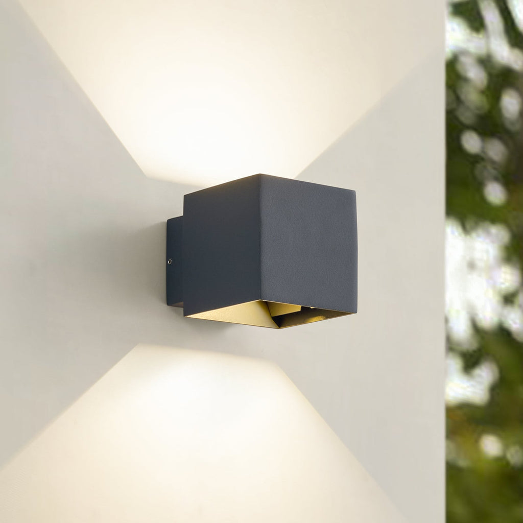 LED utevegglampe Esani opp og ned antrasitt Lindby forfra