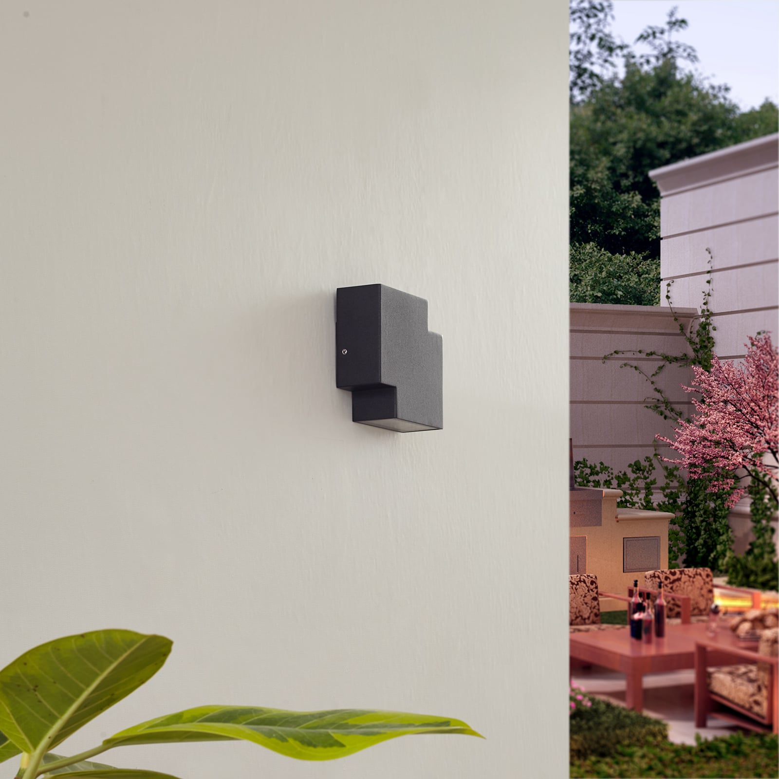Detalj av LED utevegglampe Fendir svart aluminium