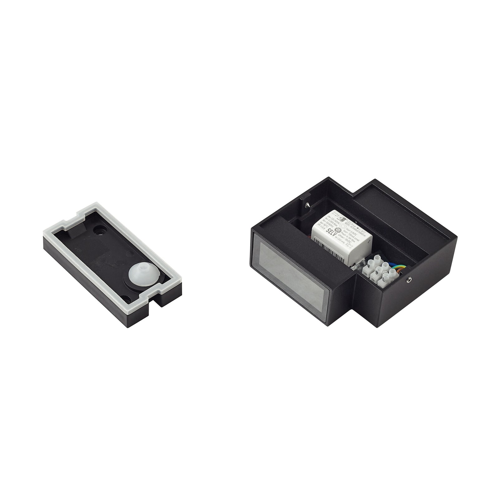 LED utevegglampe Fendir svart aluminium detalj av glass