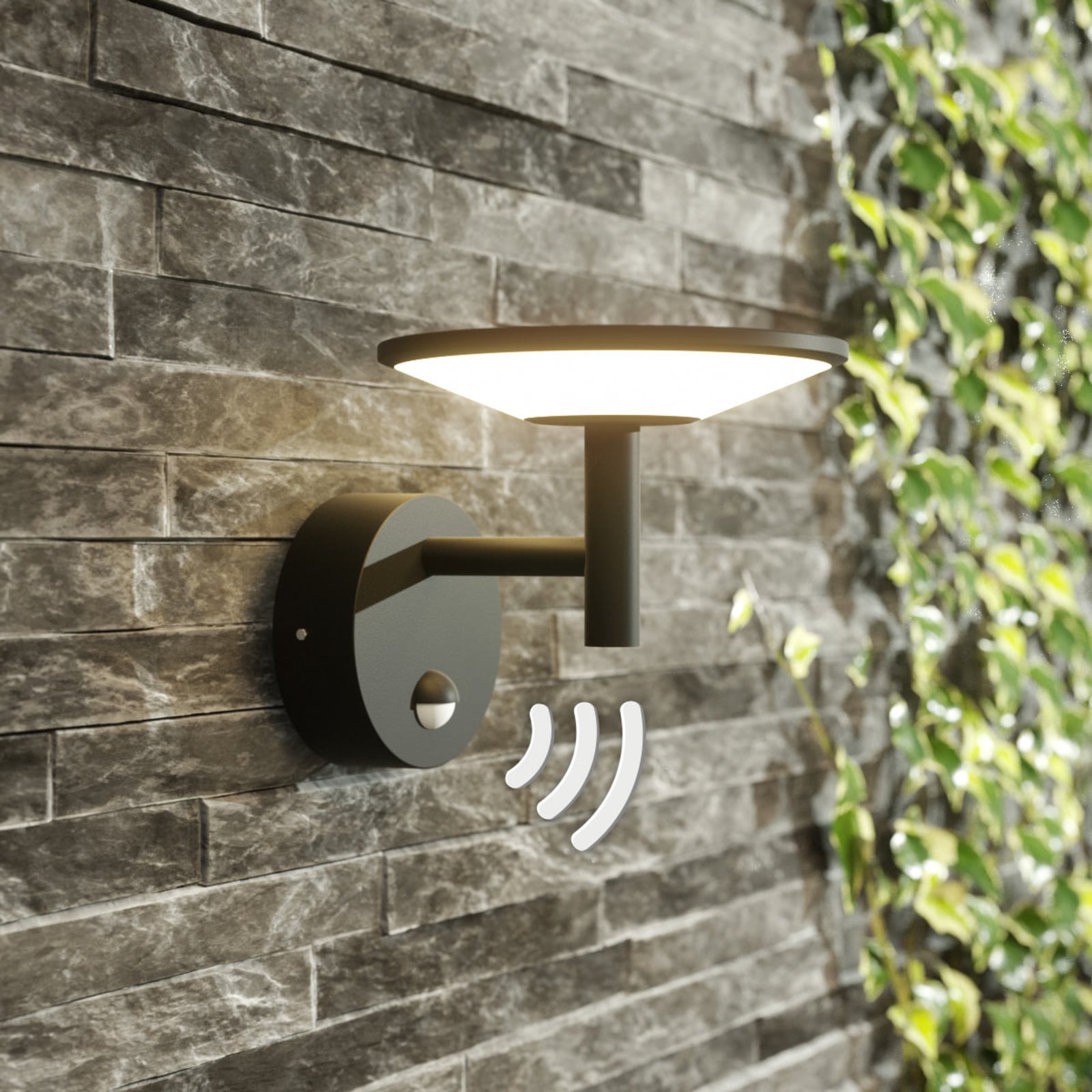 LED utevegglampe Fenia med bevegelsessensor antrasitt bakside