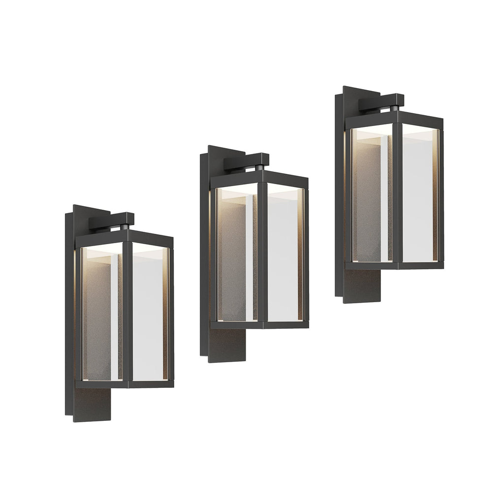 LED utevegglampe Ferdinand 3er-sett grå 38 cm IP54 forfra