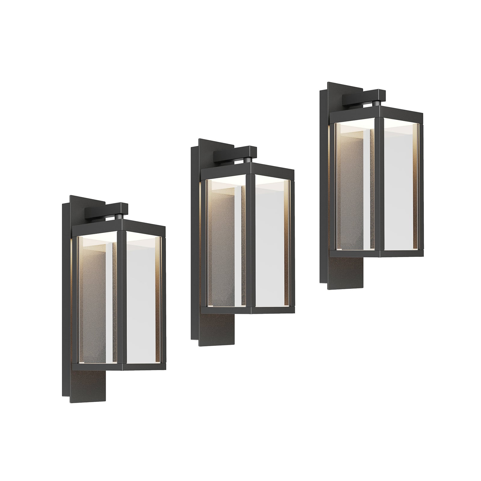 LED utevegglampe Ferdinand 3er-sett grå 38 cm IP54 forfra