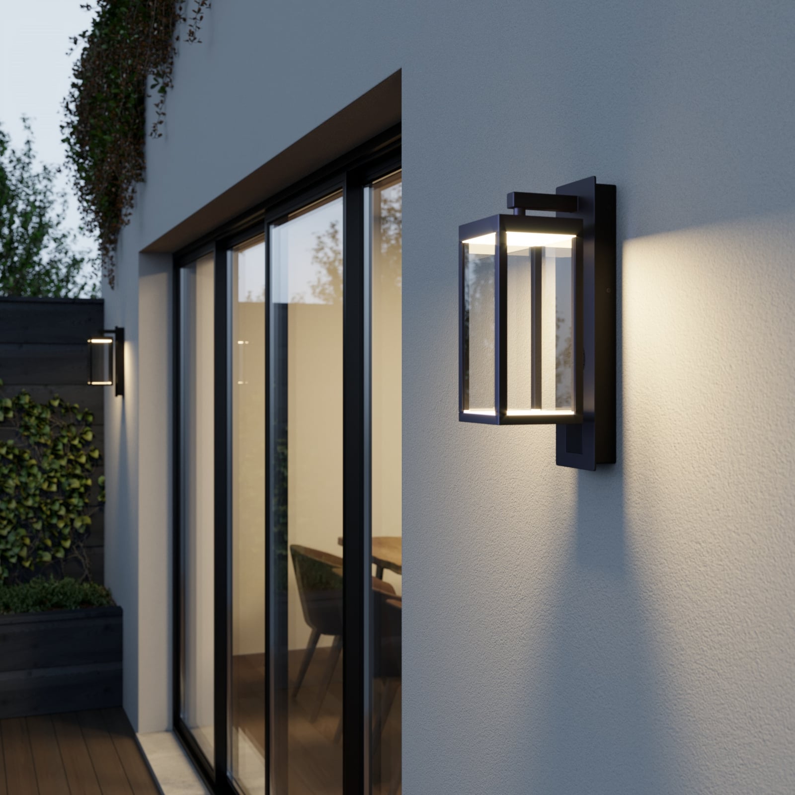 Bakside av LED utevegglampe Ferdinand antrasitt med Bluetooth-høyttaler
