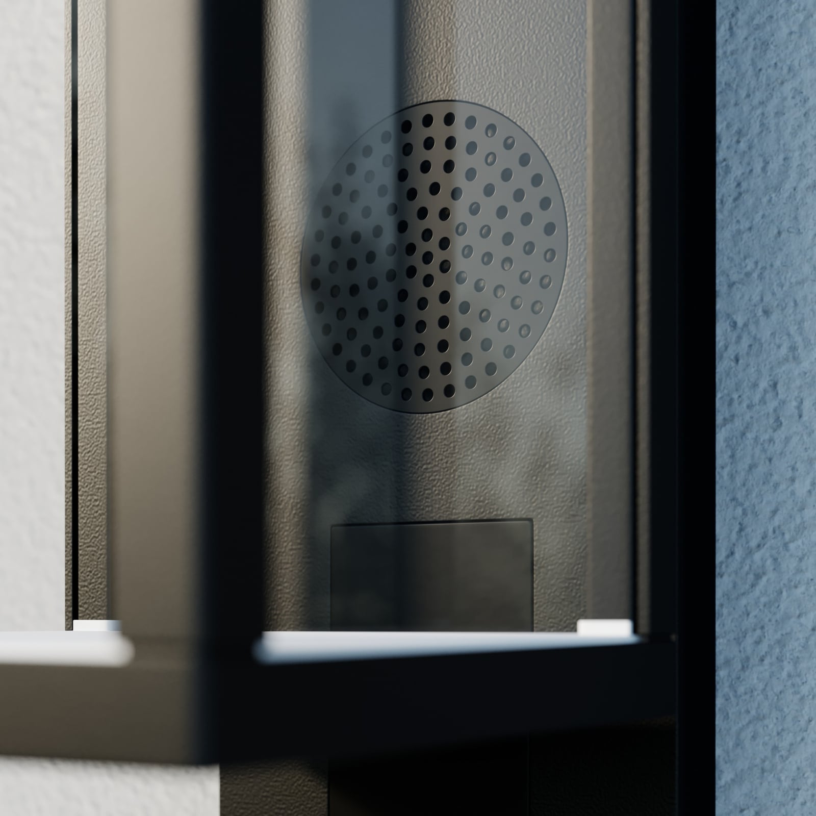 Nærbilde av LED utevegglampe Ferdinand antrasitt med Bluetooth-høyttaler