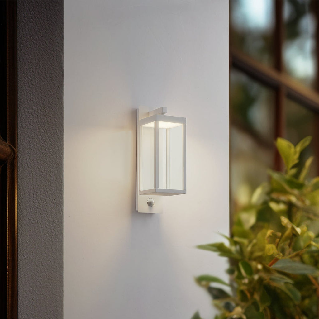 LED utevegglampe Ferdinand med bevegelsessensor hvit bakside