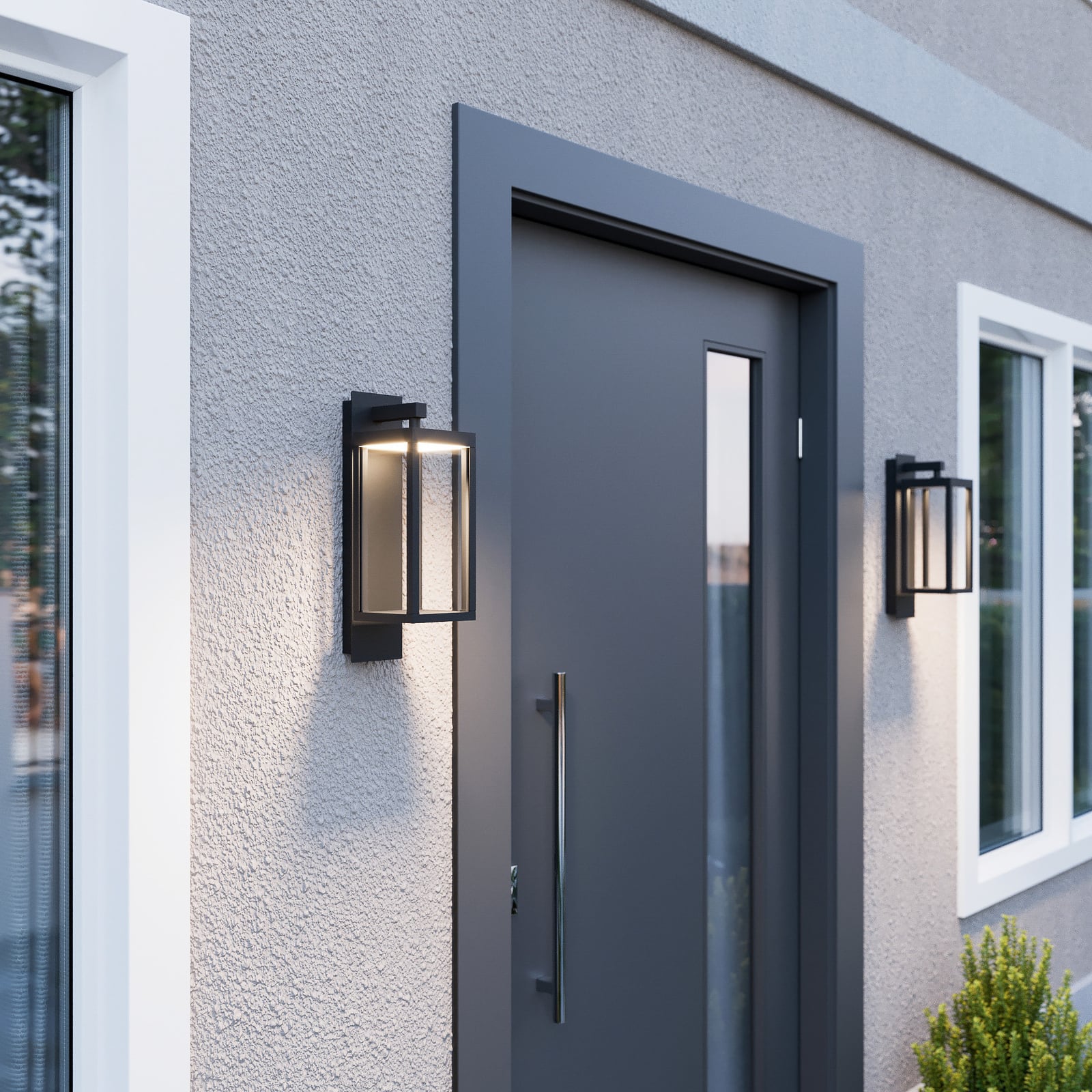 LED utevegglampe Ferdinand lanterneform grå bakside