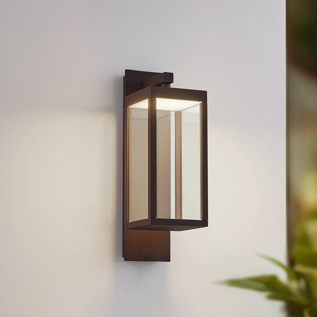 LED utevegglampe Ferdinand rustfarget aluminium IP54 38 cm forfra