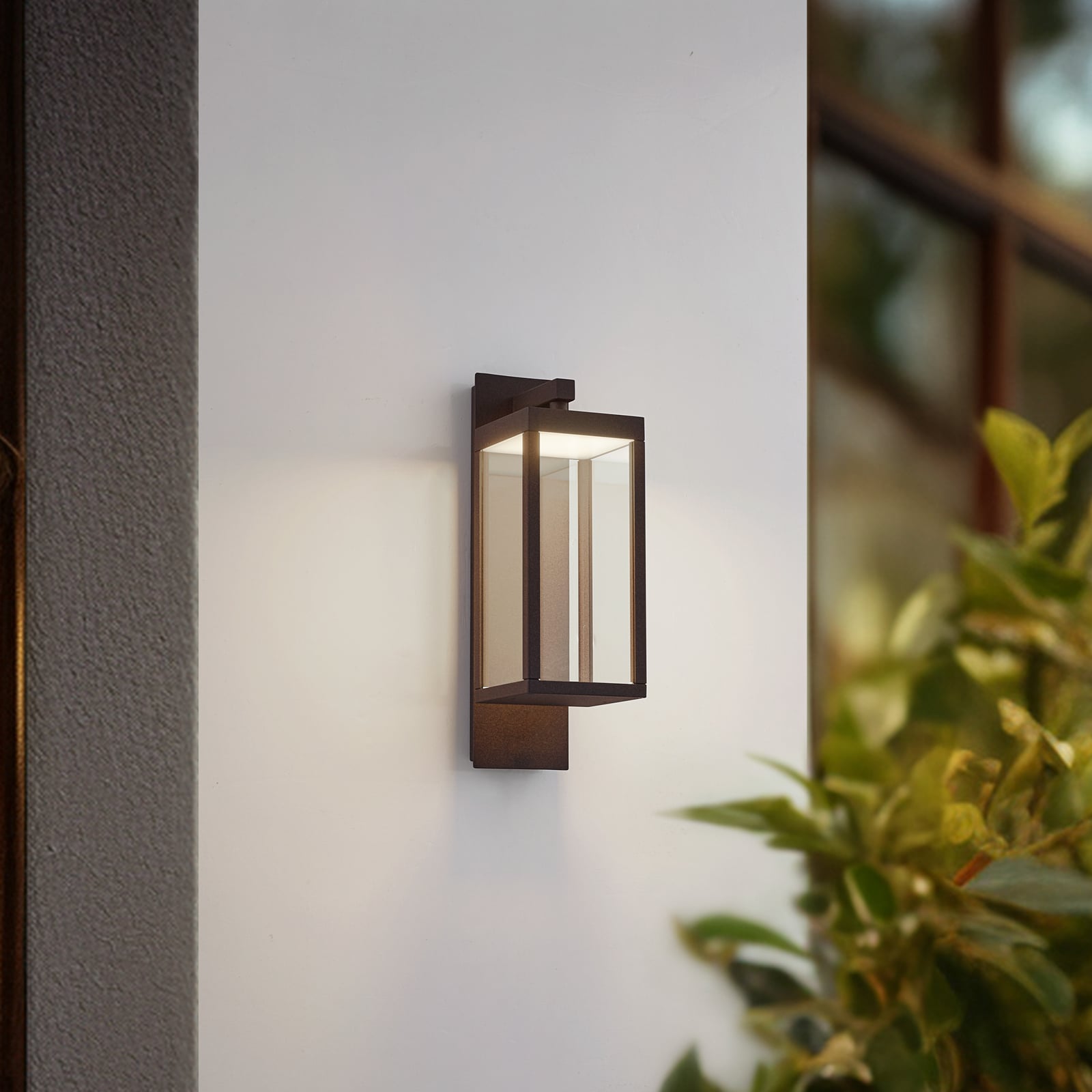 LED utevegglampe Ferdinand rustfarget aluminium IP54 38 cm bakside