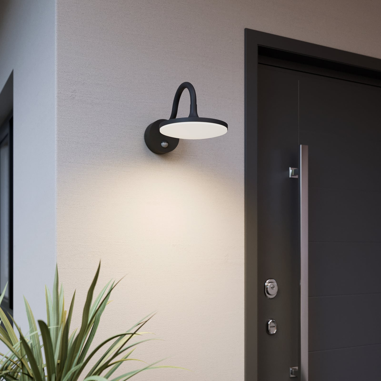 LED utevegglampe Fineria med bevegelsessensor bakside