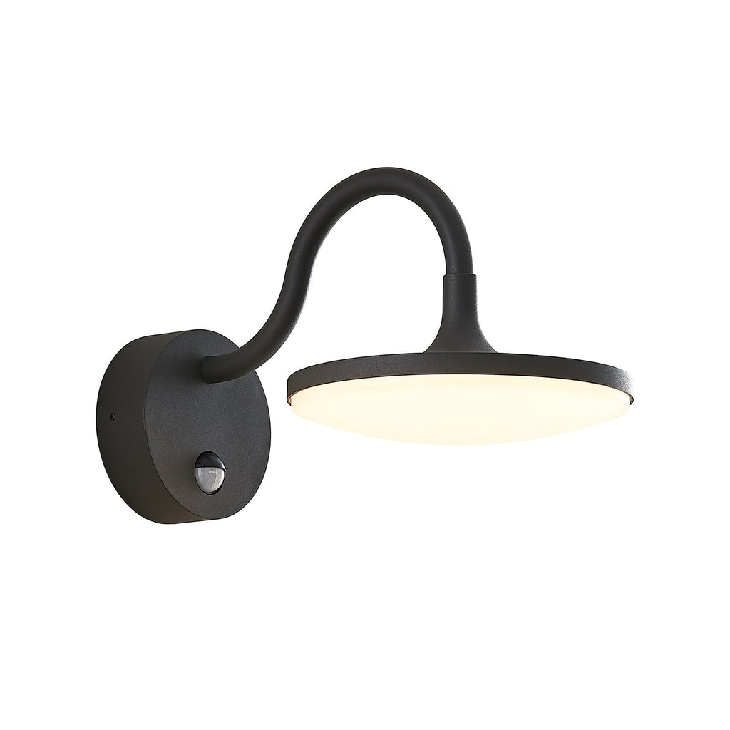 LED utevegglampe Fineria med bevegelsessensor sideprofil