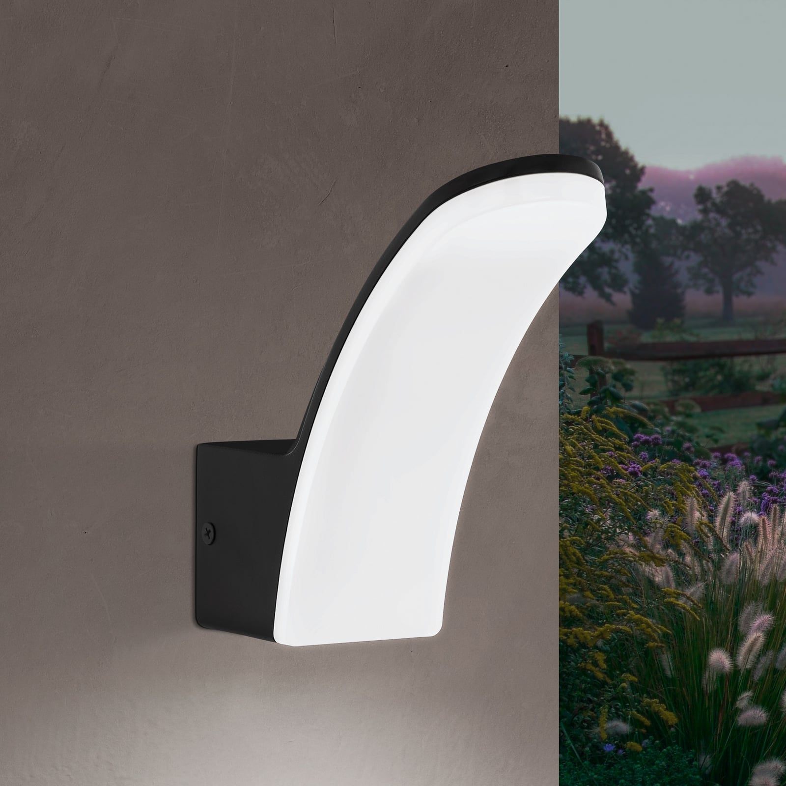 LED utevegglampe Fiumicino aluminium svart/hvit forfra
