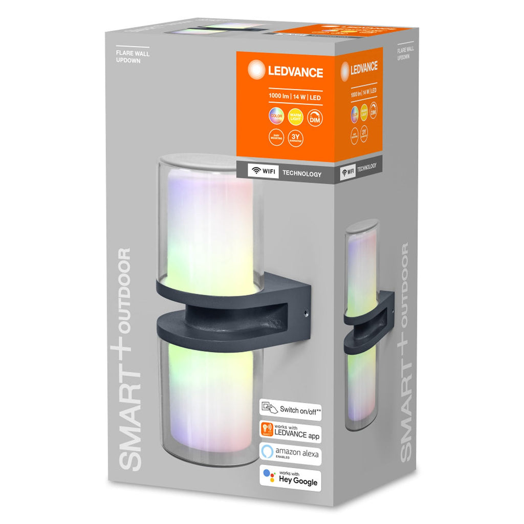 LED utevegglampe Flare opp/ned RGBW dimbar IP44 - LEDVANCE SMART+ montert utendørs