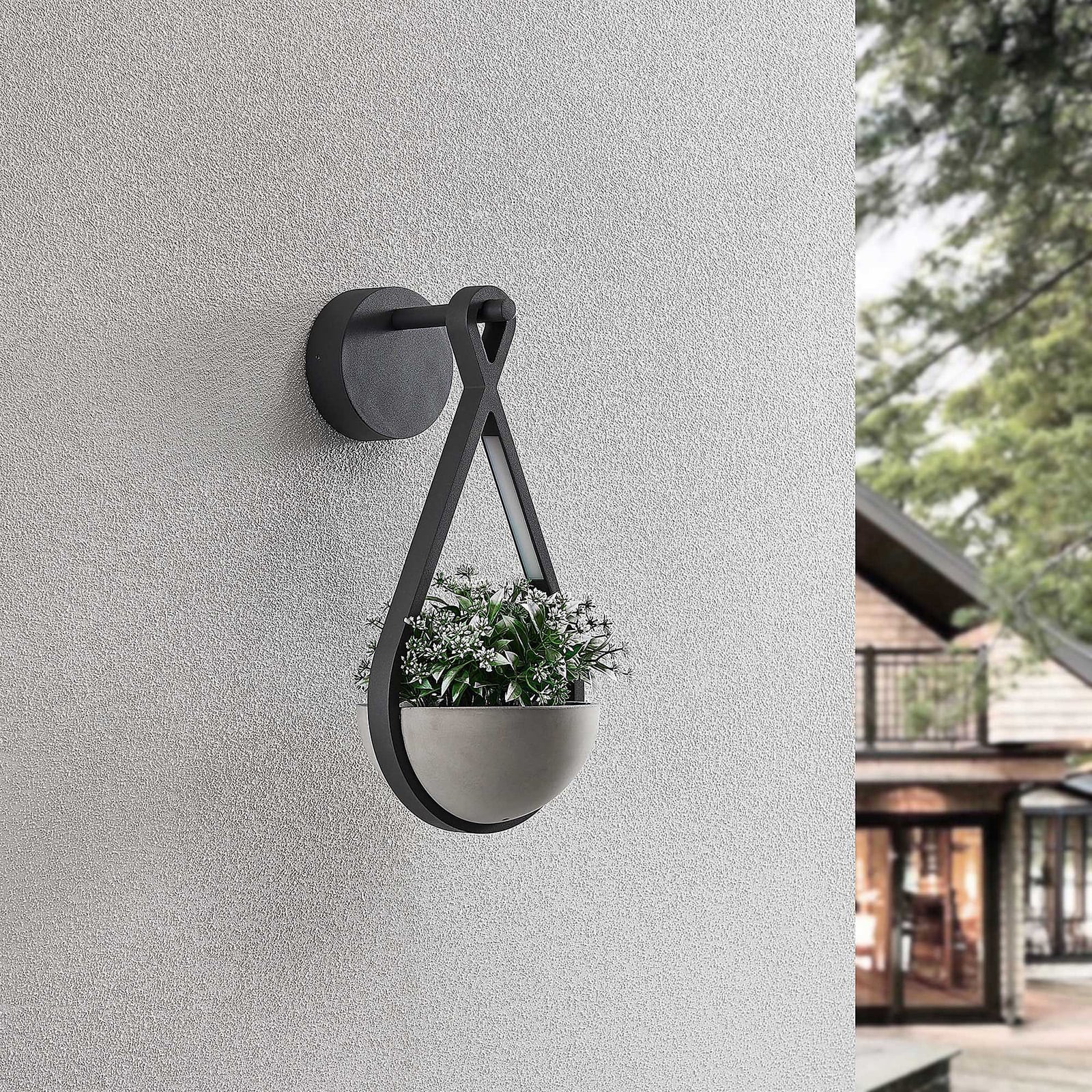 LED utevegglampe Florka med blomsterpotte nærbilde av LED-lys