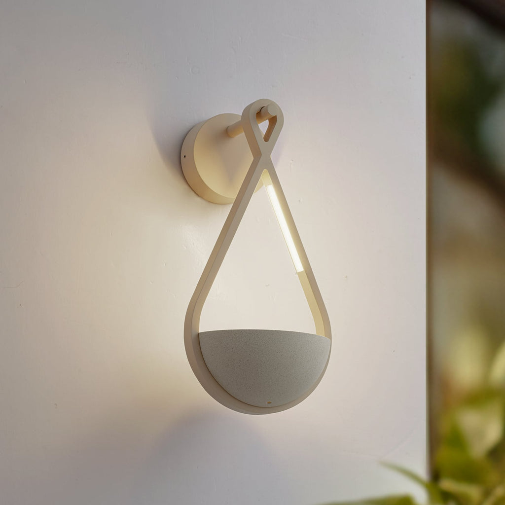 LED utevegglampe Florka betong med blomsterampel IP54 forfra