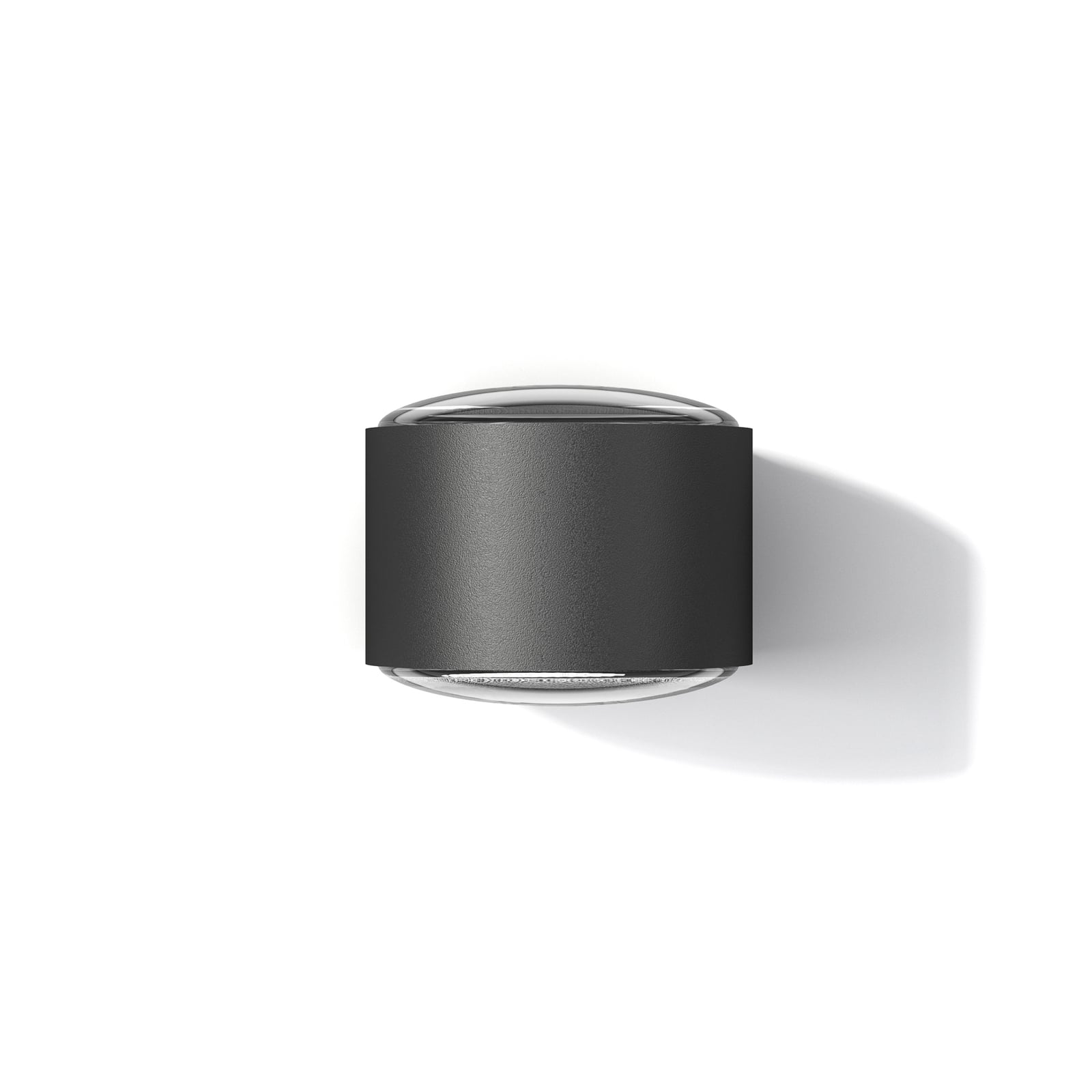 Nærbilde av LED utevegglampe Frey aluminium svart IP65 glass