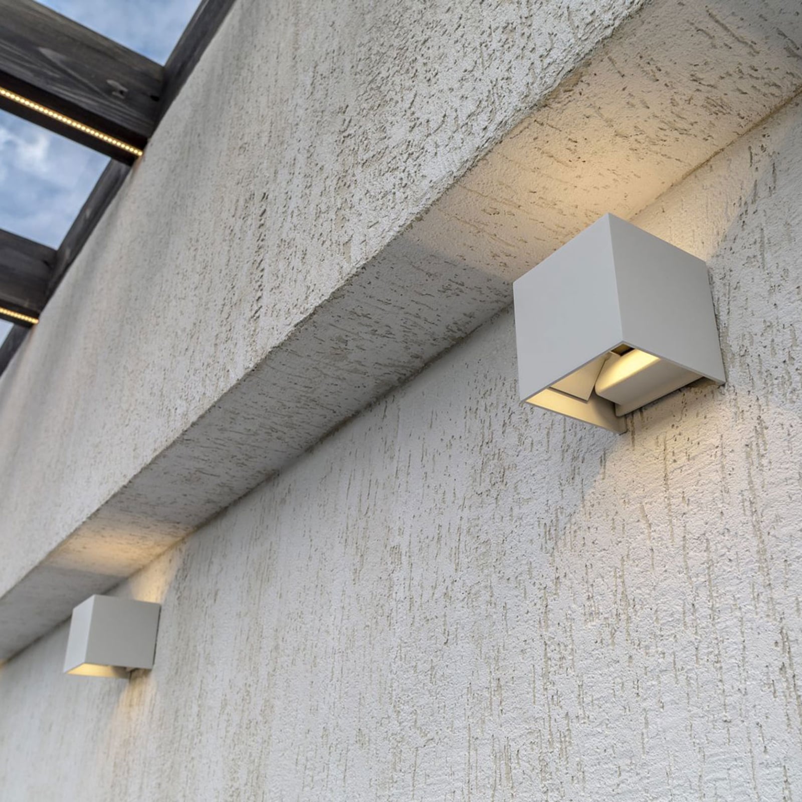 LED utevegglampe Fulton hvit 10x10 cm 6W IP54 bakside