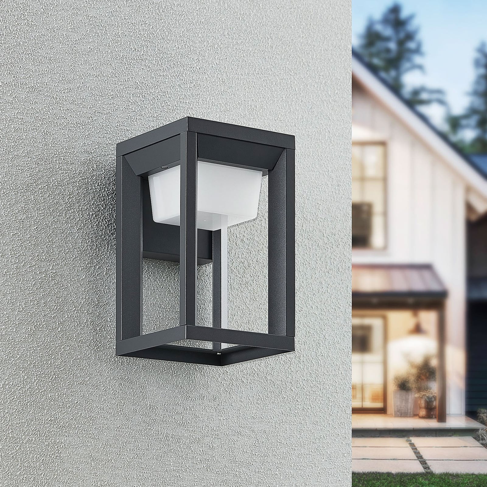 LED utevegglampe Gamion antrasitt aluminium bakside