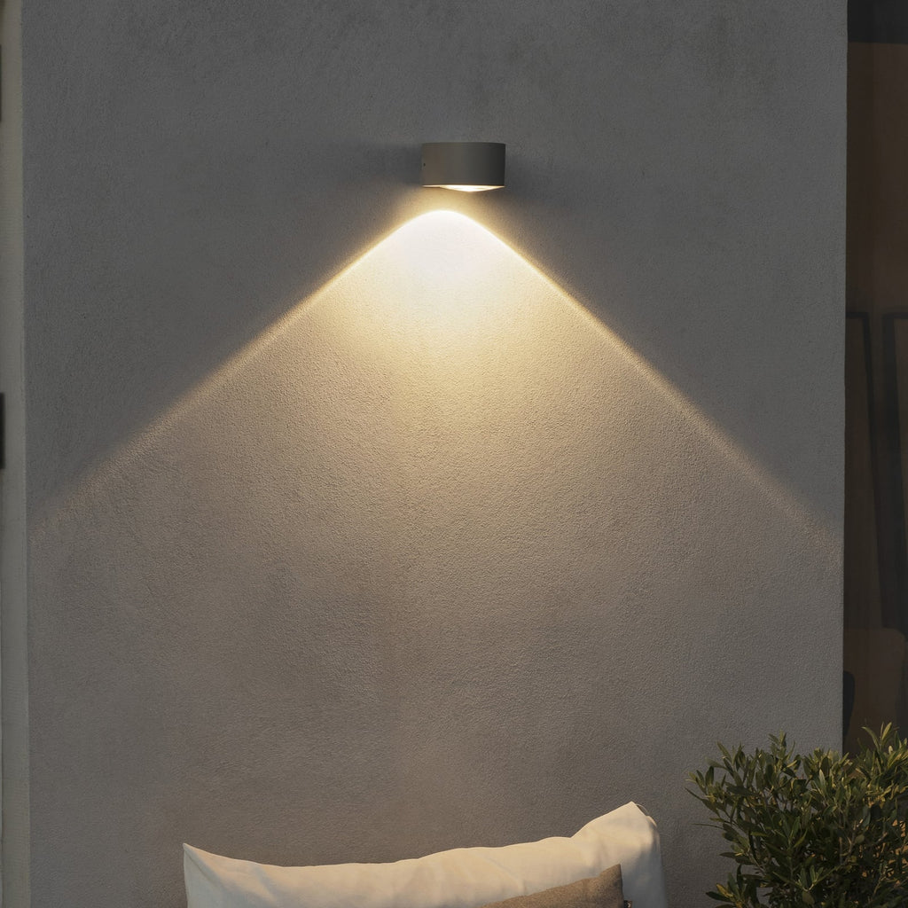 LED utevegglampe Gela halvrund nedlys grå IP54 6W detalj av glasslinse