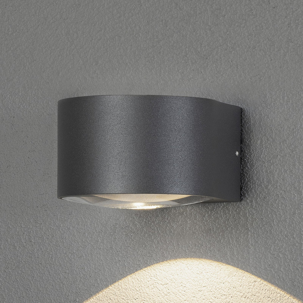 LED utevegglampe Gela halvrund nedlys grå IP54 6W front