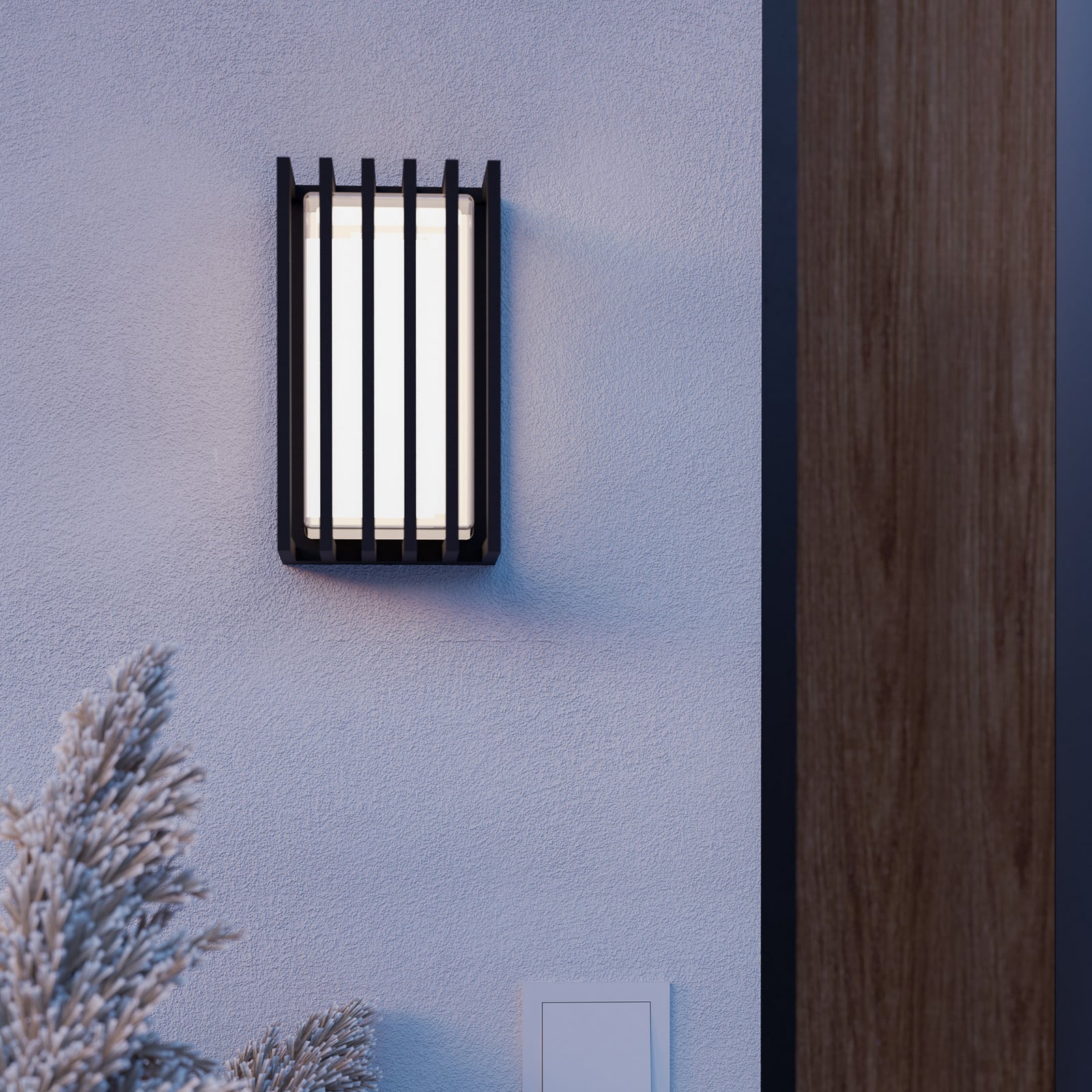 Baksiden av LED utevegglampe Genovese med bevegelsessensor svart IP65