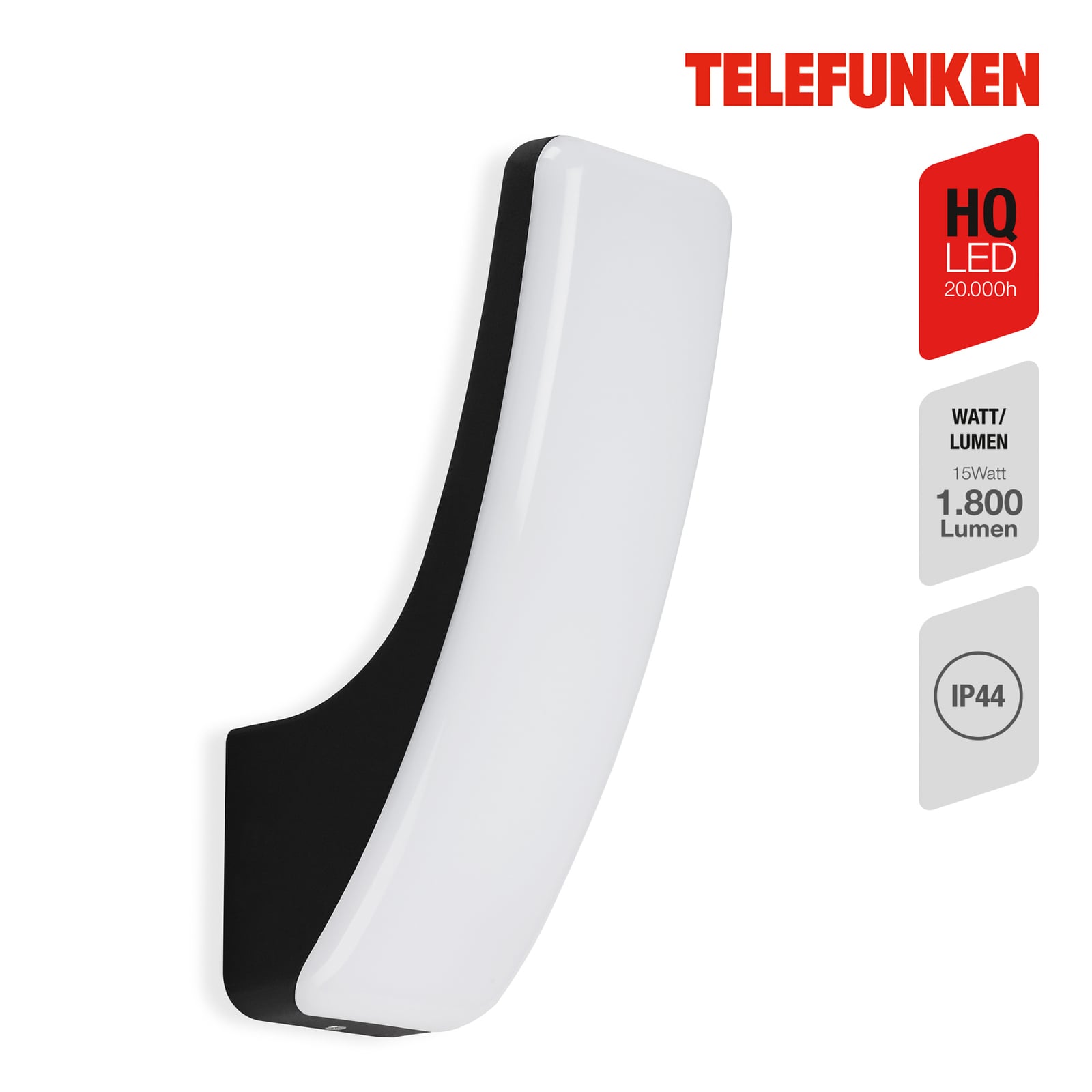 LED utevegglampe Gent svart 15W 4000K 1800lm IP44 metallkropp