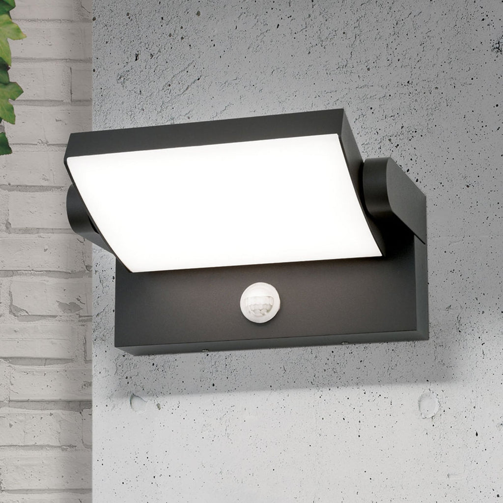 LED utevegglampe Ginger med bevegelsessensor antrasitt IP54 forfra