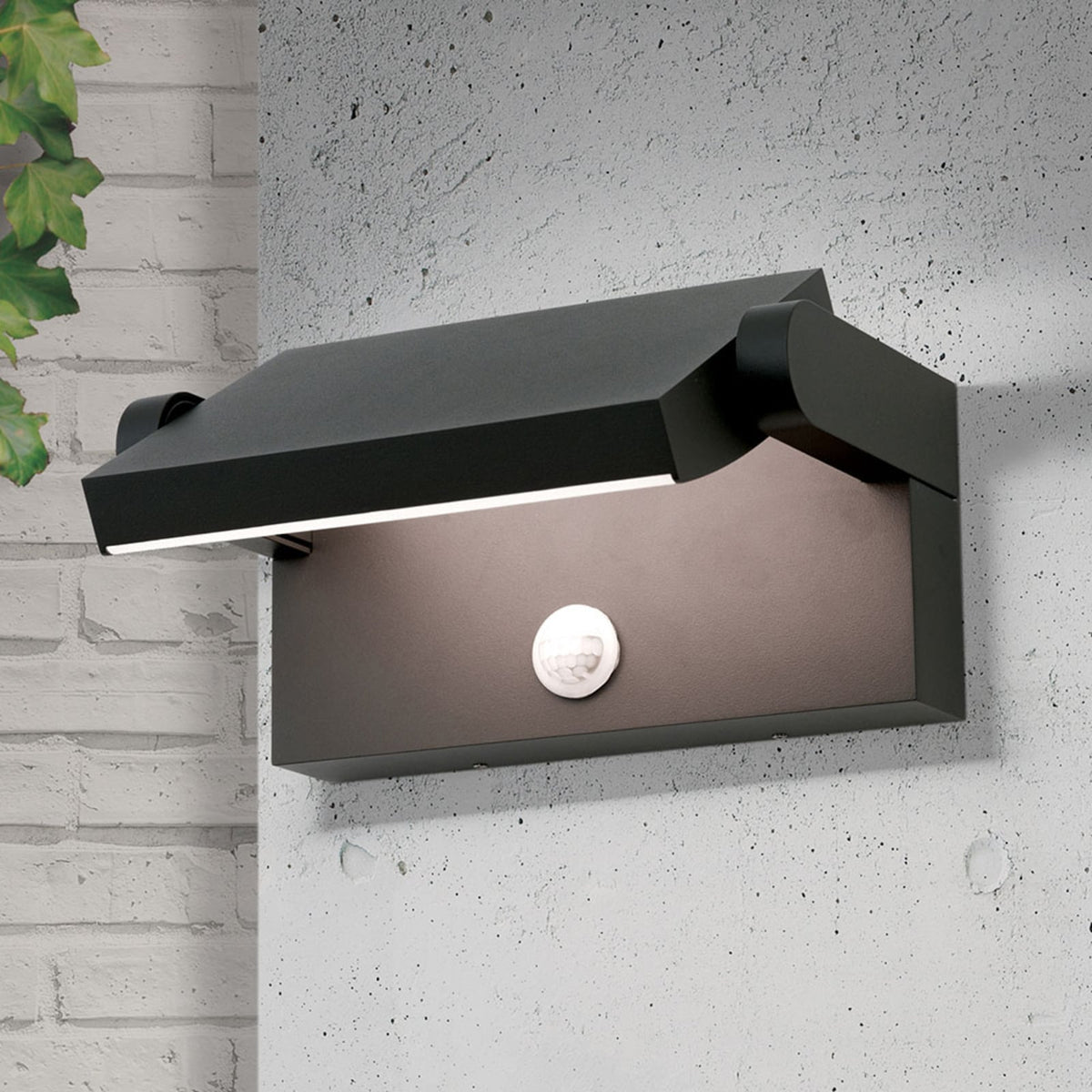 LED utevegglampe Ginger med bevegelsessensor antrasitt IP54 bakside